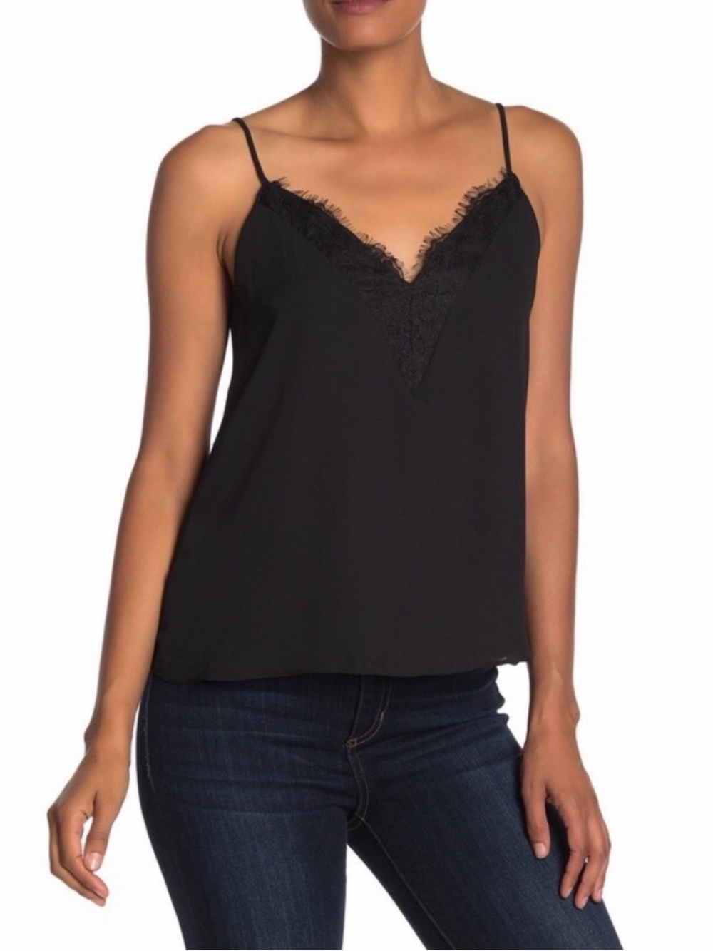 Bundle 2 Black & 1 Pink Lace-Trim tanks Sz Large